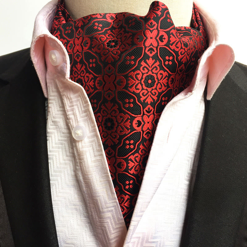 Men's Retro Geometric Floral Print Multi-Color Scarf Cravat - Style #20 - image 20
