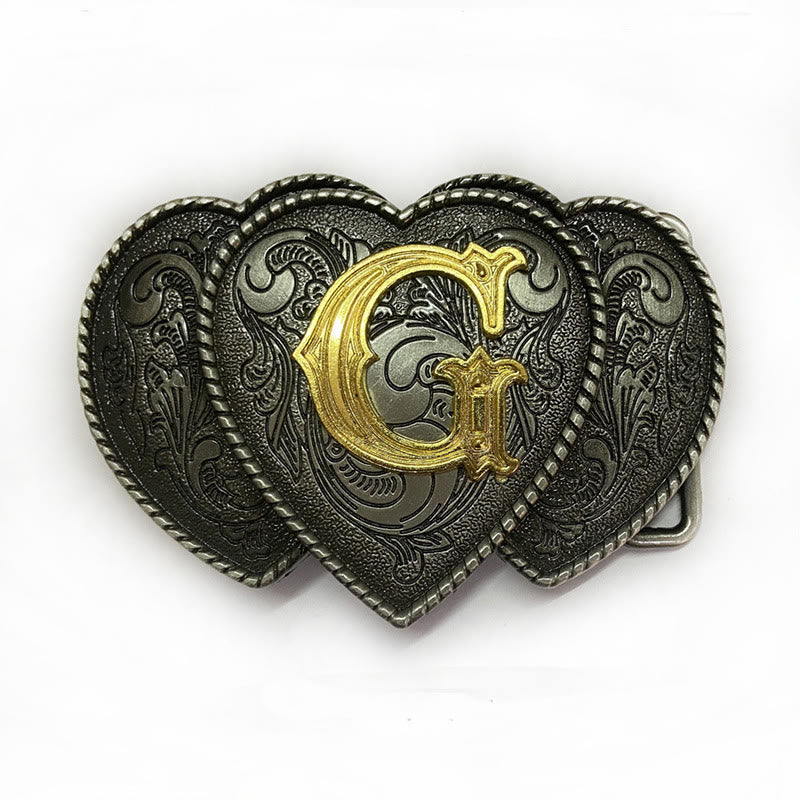 Golden Letter Heart-Shaped Buckle Leather Belt - G - Without Belt - Not Included Belt - image 12