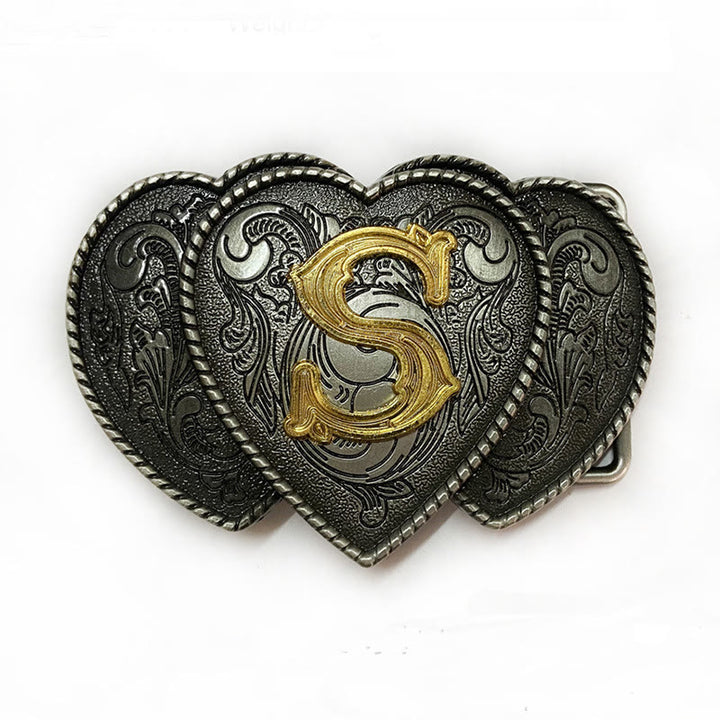 Golden Letter Heart-Shaped Buckle Leather Belt - S - Without Belt - Not Included Belt - image 23