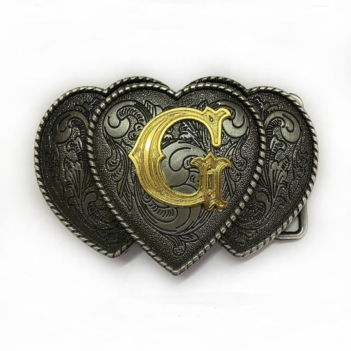 Golden Letter Heart-Shaped Buckle Leather Belt - G - Without Belt - Not Included Belt - image 11