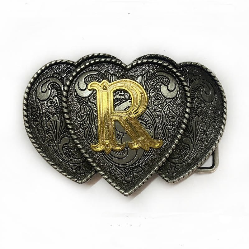 Golden Letter Heart-Shaped Buckle Leather Belt - R - Without Belt - Not Included Belt - image 22