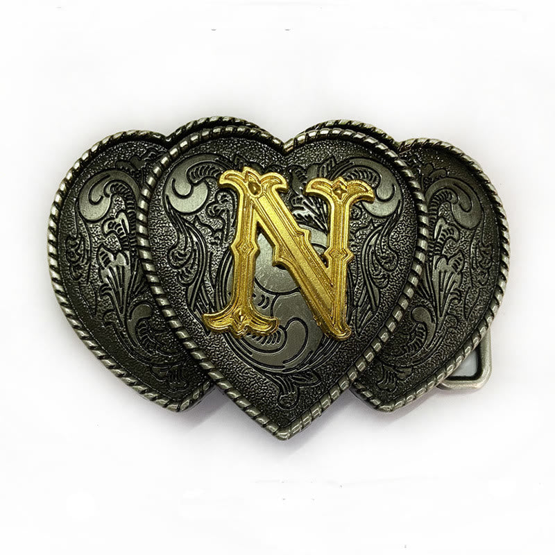 Golden Letter Heart-Shaped Buckle Leather Belt - N - Without Belt - Not Included Belt - image 18