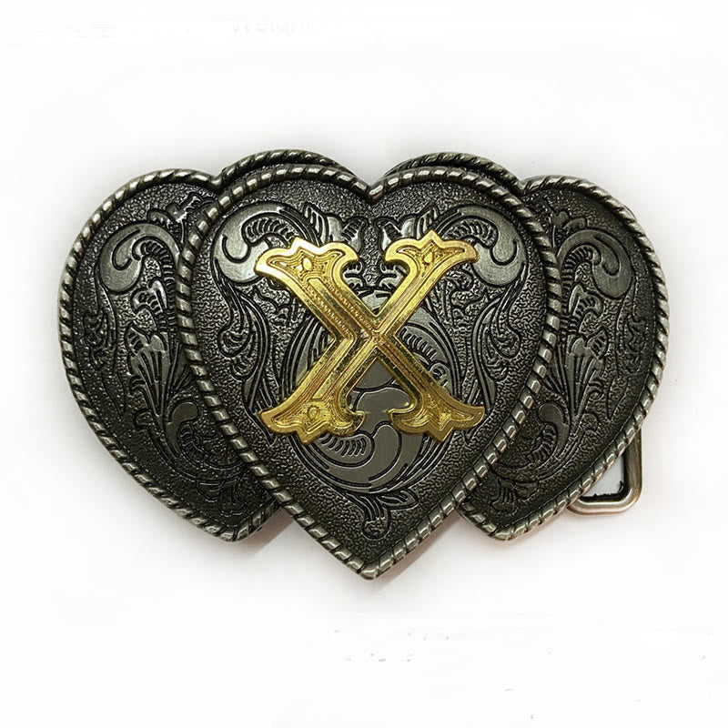 Golden Letter Heart-Shaped Buckle Leather Belt - X - Without Belt - Not Included Belt - image 28