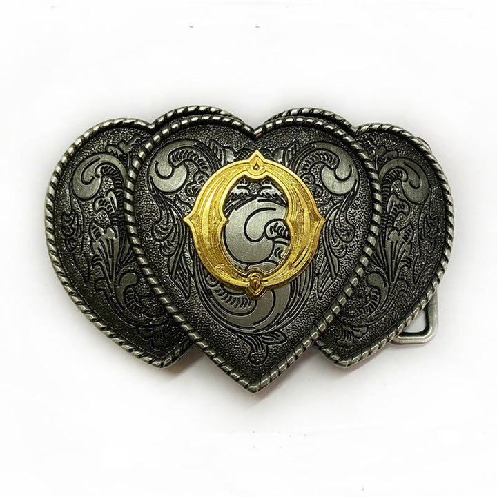 Golden Letter Heart-Shaped Buckle Leather Belt - O - Without Belt - Not Included Belt - image 19