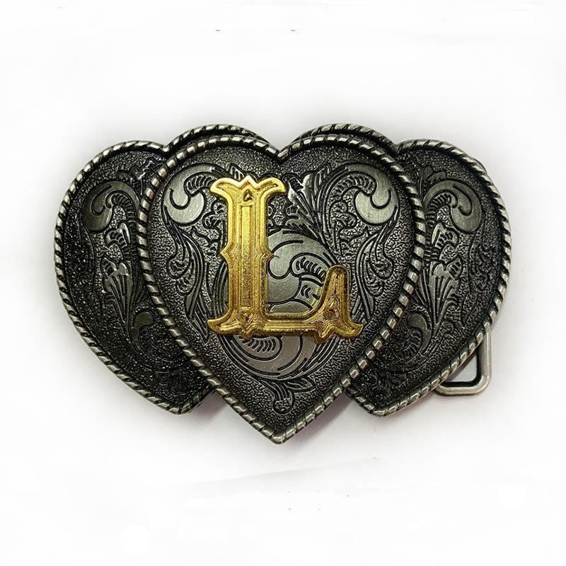 Golden Letter Heart-Shaped Buckle Leather Belt - L - Without Belt - Not Included Belt - image 17