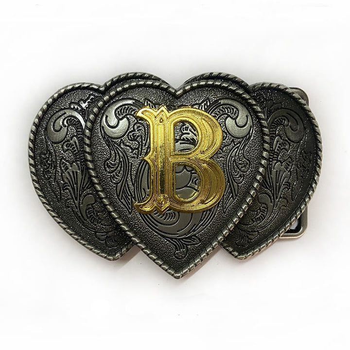 Golden Letter Heart-Shaped Buckle Leather Belt - image 6