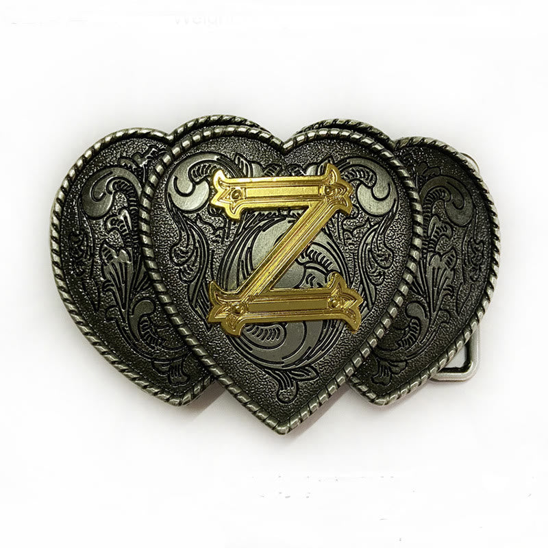 Golden Letter Heart-Shaped Buckle Leather Belt - Z - Without Belt - Not Included Belt - image 31