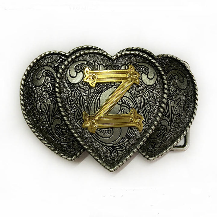 Golden Letter Heart-Shaped Buckle Leather Belt - Z - Without Belt - Not Included Belt - image 31