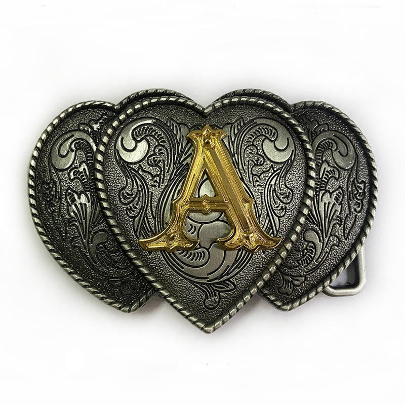 Golden Letter Heart-Shaped Buckle Leather Belt - A - Without Belt - Not Included Belt - image 5