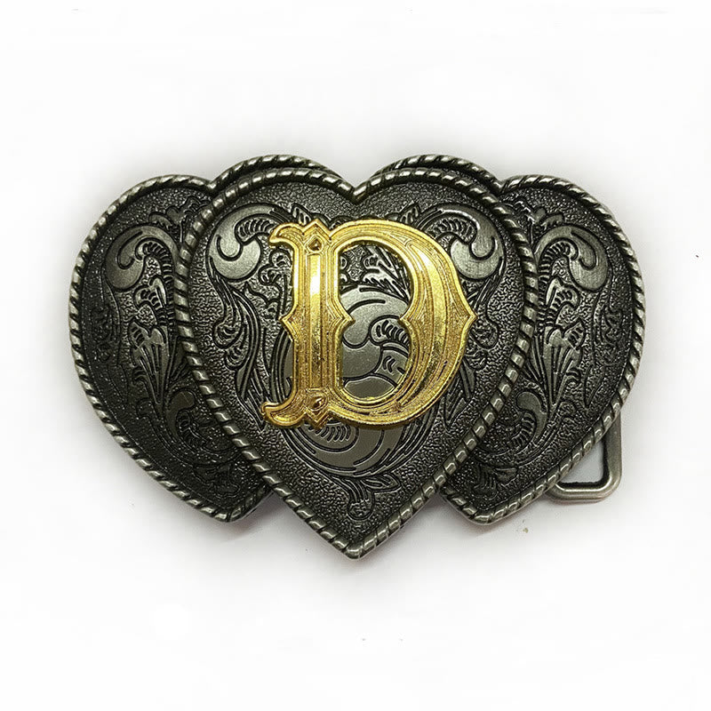 Golden Letter Heart-Shaped Buckle Leather Belt - D - Without Belt - Not Included Belt - image 8