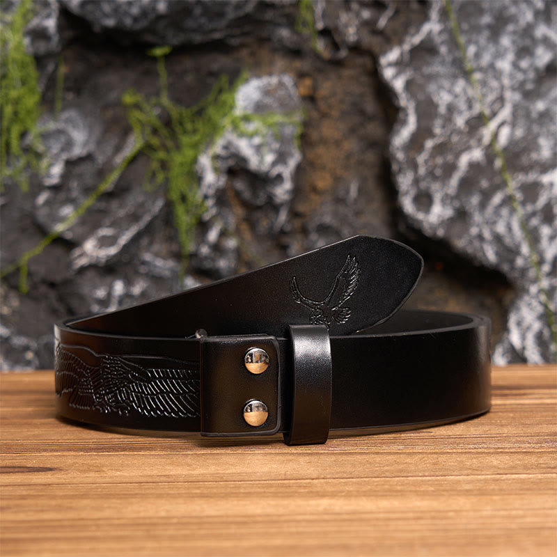 Golden Letter Heart-Shaped Buckle Leather Belt - Z - Black Embossed Eagle Belt - 40 - image 3
