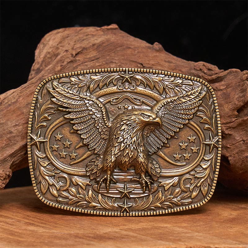 Men's Vintage Bronze 3D Eagle Buckle Leather Belt - Bronze - Without Belt - Not Included Belt - image 0