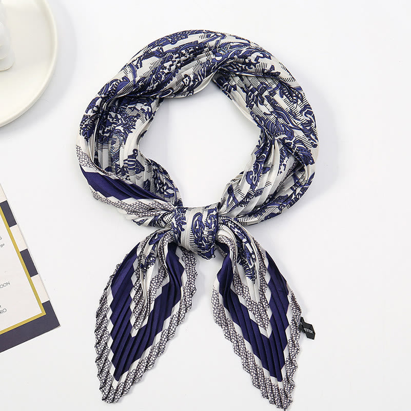 Women's Pleated Artistic Pattern Lightweight Flowy All-Season Scarf - Style #13 - image 14