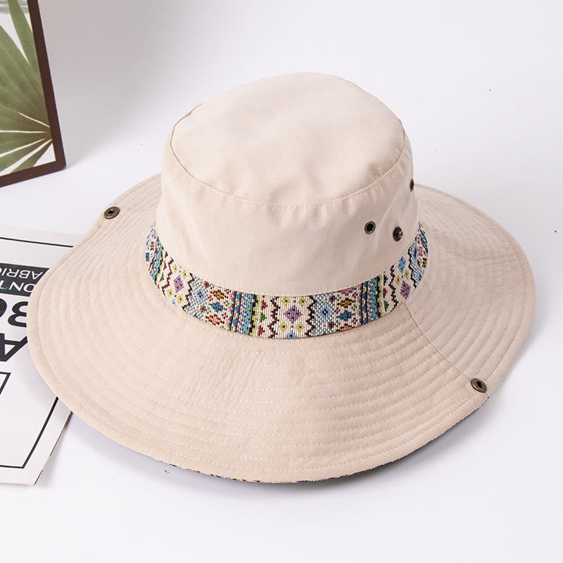 Women's Outdoor Sunshade Fisherman Hat With Metal Button - Beige - M(About 22 1/2") - image 3