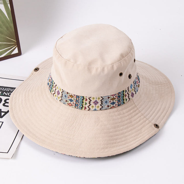 Women's Outdoor Sunshade Fisherman Hat With Metal Button - Beige - M(About 22 1/2") - image 3