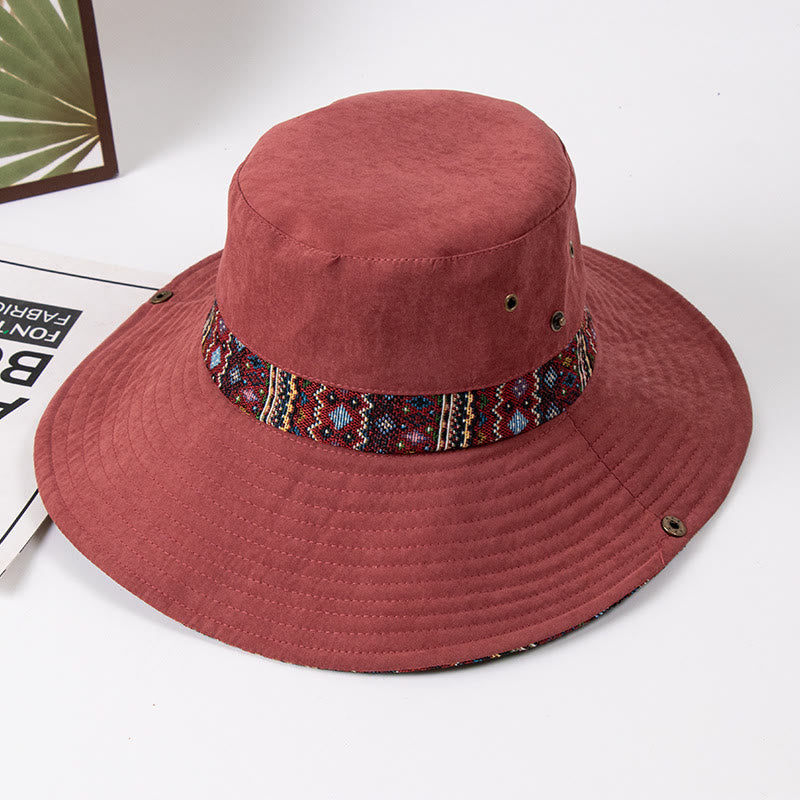 Women's Outdoor Sunshade Fisherman Hat With Metal Button - Red - M(About 22 1/2") - image 7