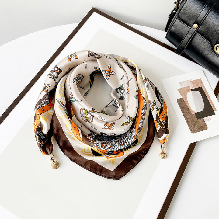 Women's Elegant Retro Art Print Lightweight Square Scarf - Style #1 - image 0
