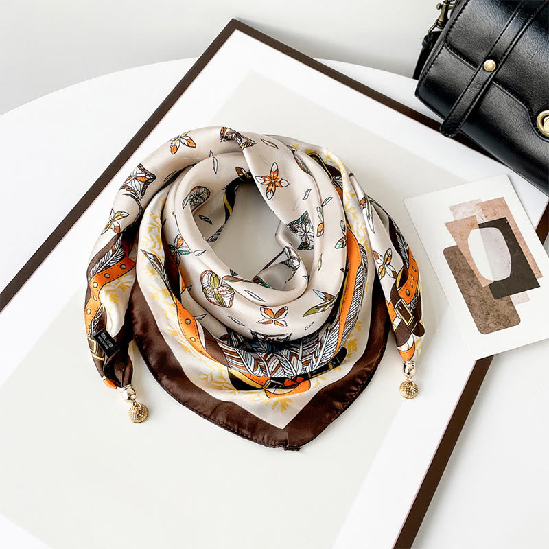 Women's Elegant Retro Art Print Lightweight Square Scarf - Style #1 - image 0