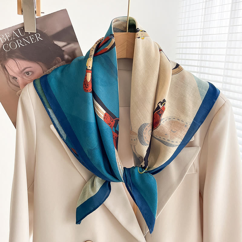 Women's Rich Printed Multi-Style Thin Square Scarf - Style #38 - image 37