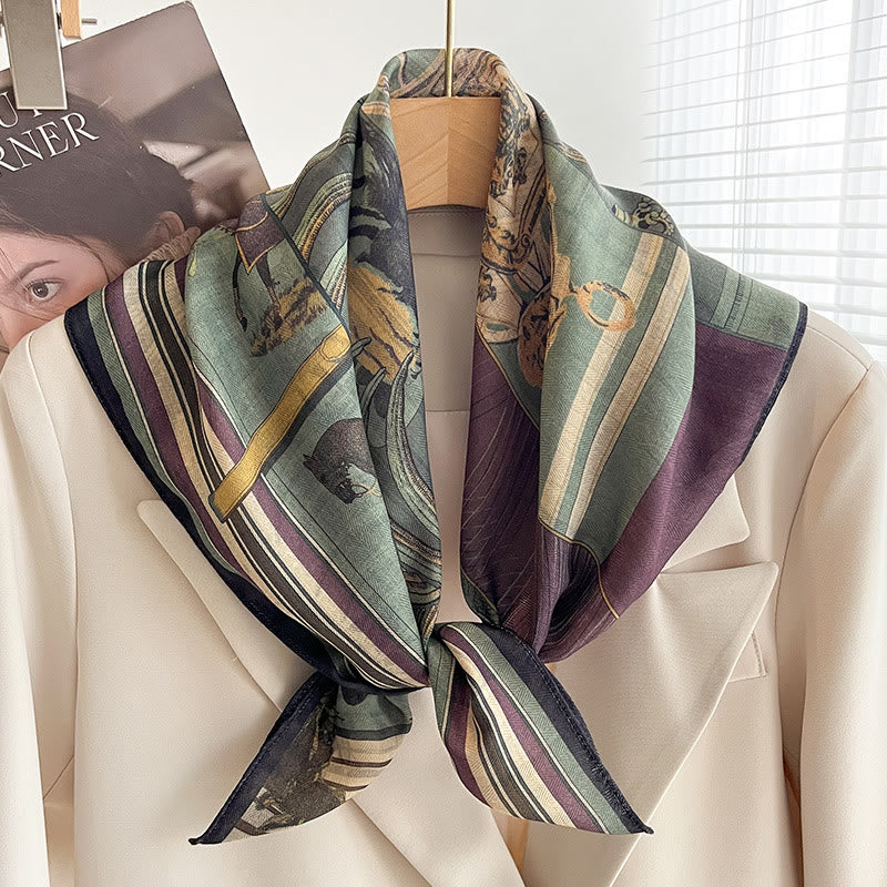 Women's Rich Printed Multi-Style Thin Square Scarf - Style #33 - image 32