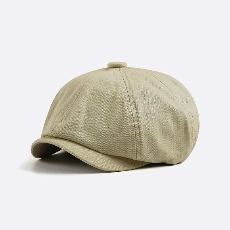 Men's Sleek Retro Embroidered Detail Newsboy Beret Hat - Off-white - Adjustable (22-23 5/8") - image 4