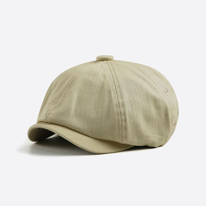 Men's Sleek Retro Embroidered Detail Newsboy Beret Hat - Off-white - Adjustable (22-23 5/8") - image 4