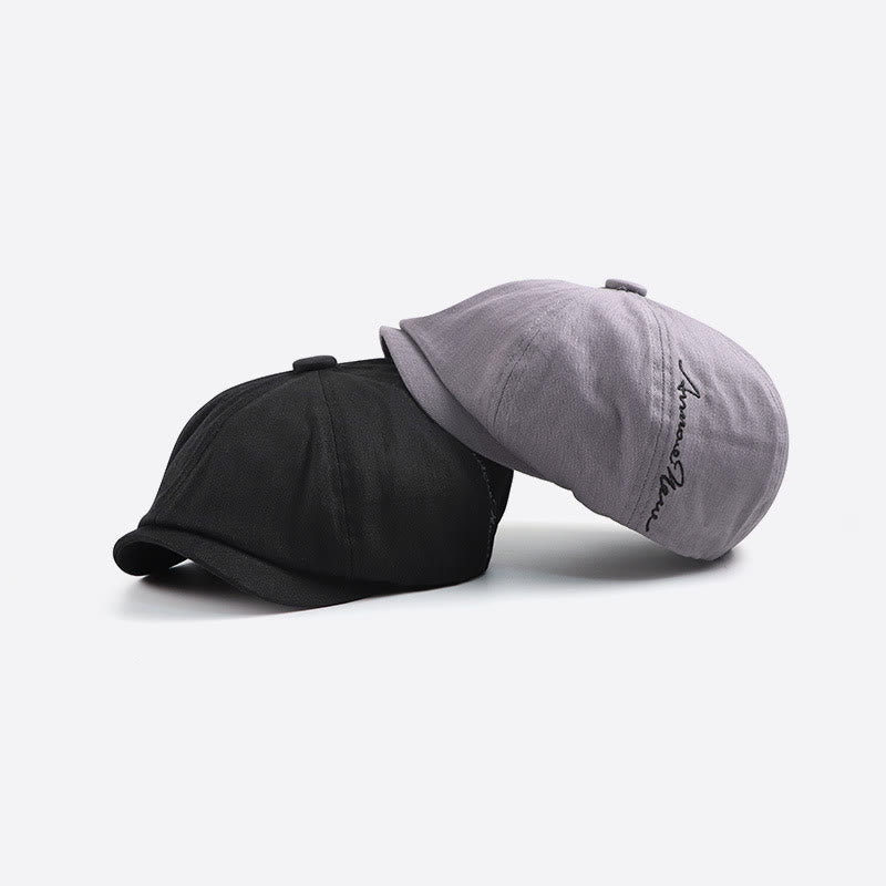 Men's Sleek Retro Embroidered Detail Newsboy Beret Hat - image 5