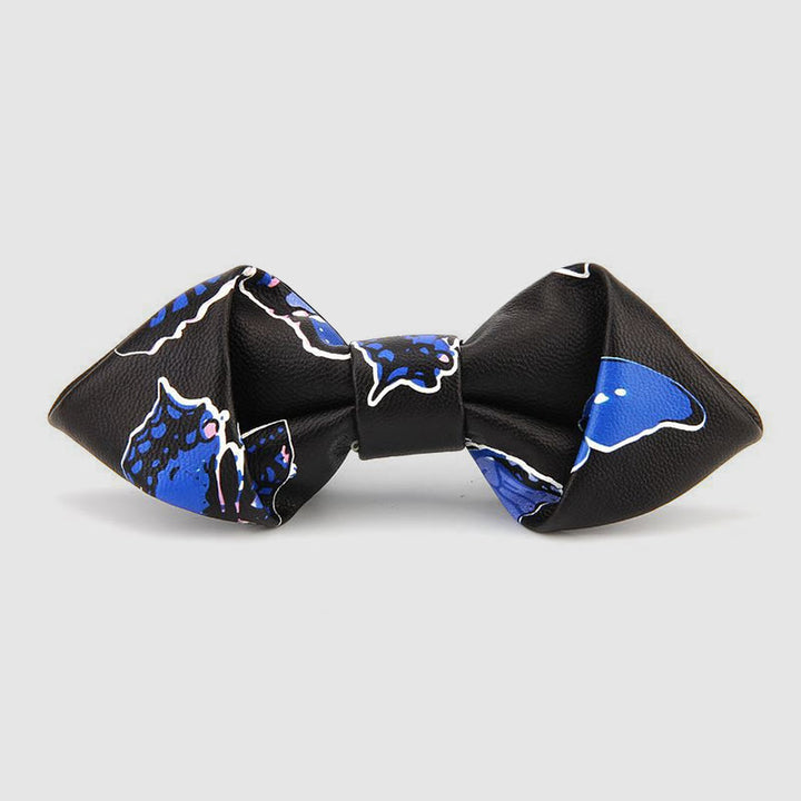 Floral & Ornate Pattern Accents Pointed Leather Bow Tie - Style #7 - image 8