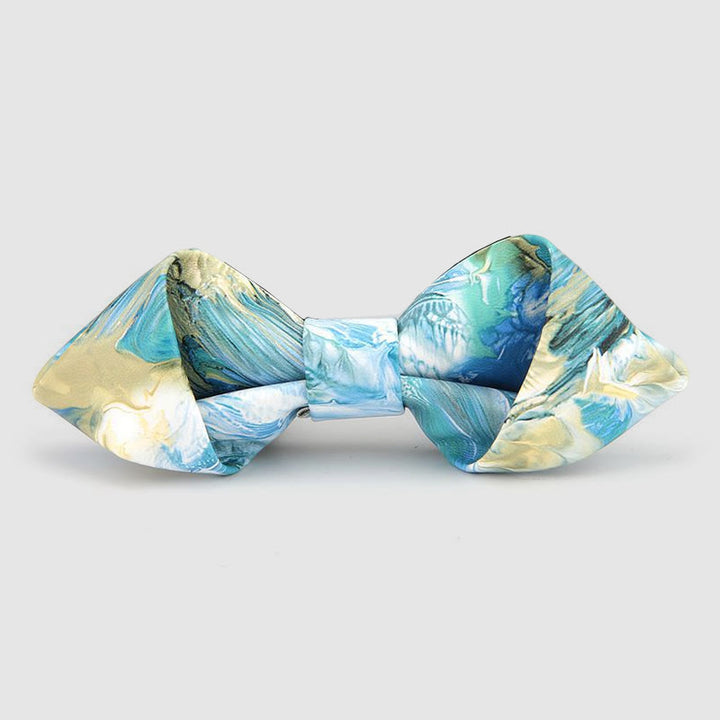 Floral & Ornate Pattern Accents Pointed Leather Bow Tie - Style #3 - image 4