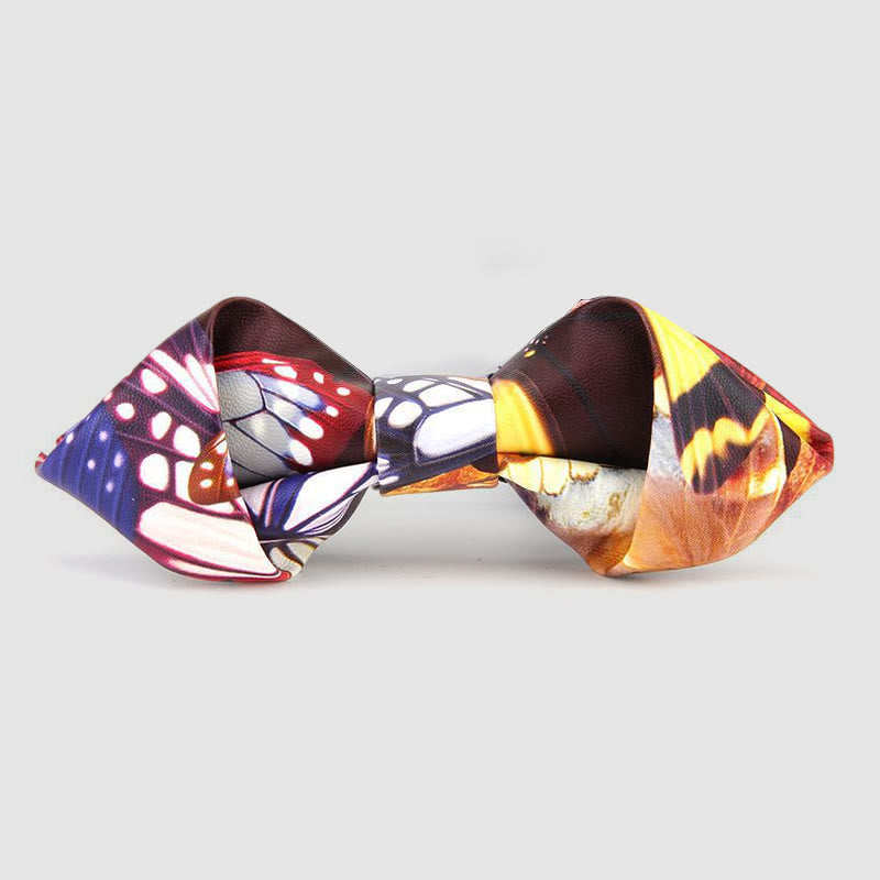 Floral & Ornate Pattern Accents Pointed Leather Bow Tie - Style #4 - image 5