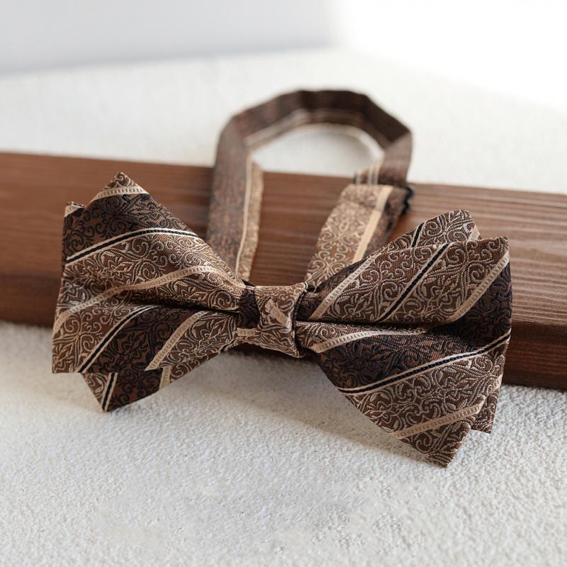 5Pcs Men's Retro Brown Diagonal Print Necktie Set - image 1