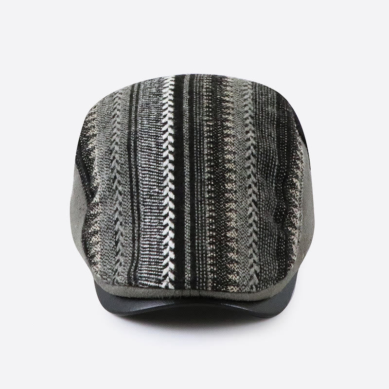 Striking Woven Texture Patchwork Flat Top Beret Hat - image 3