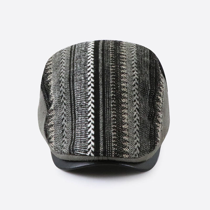 Striking Woven Texture Patchwork Flat Top Beret Hat - image 3