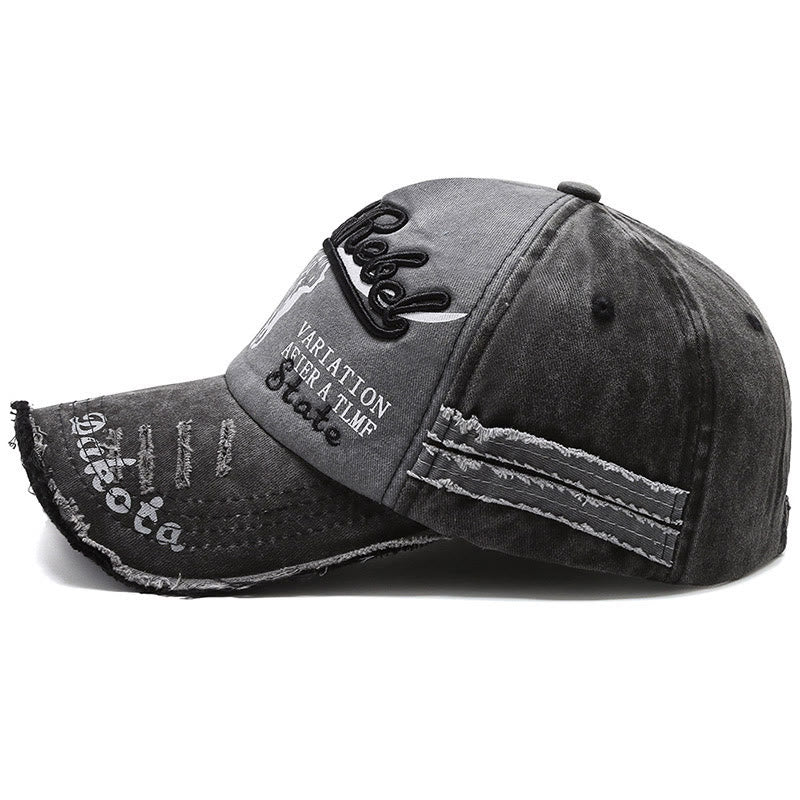 Vintage Western Style Worn-out Longhorned Bullhead Baseball Cap - image 2