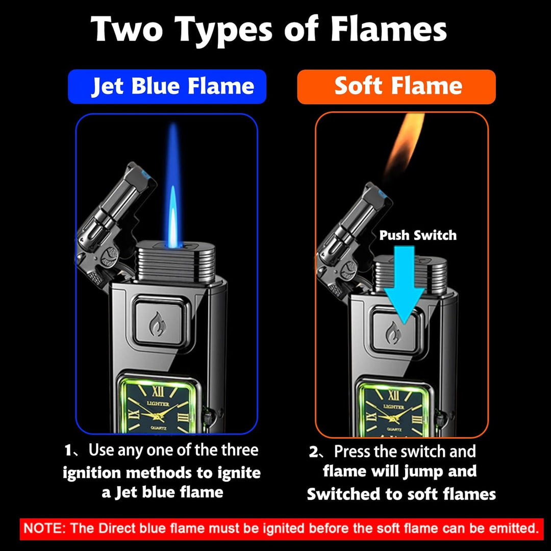 Crocodile Head LED Inflatable Butane Lighter With Clock - image 1