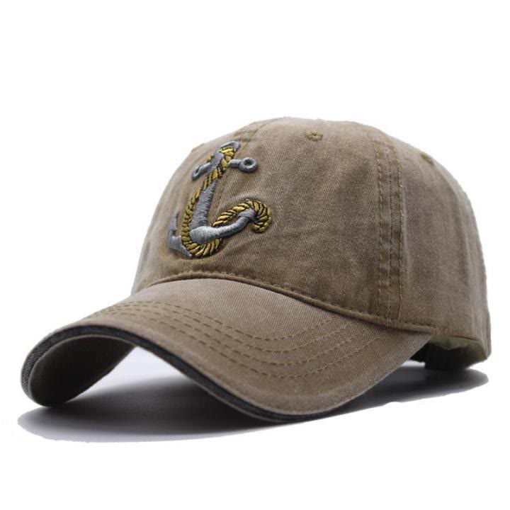 Vintage Nautical Style Worn-out Anchor Embroidered Baseball Cap - Khaki - Adjustable (22''-23 5/8") - image 6