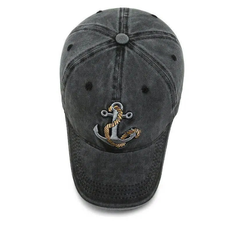 Vintage Nautical Style Worn-out Anchor Embroidered Baseball Cap - image 3