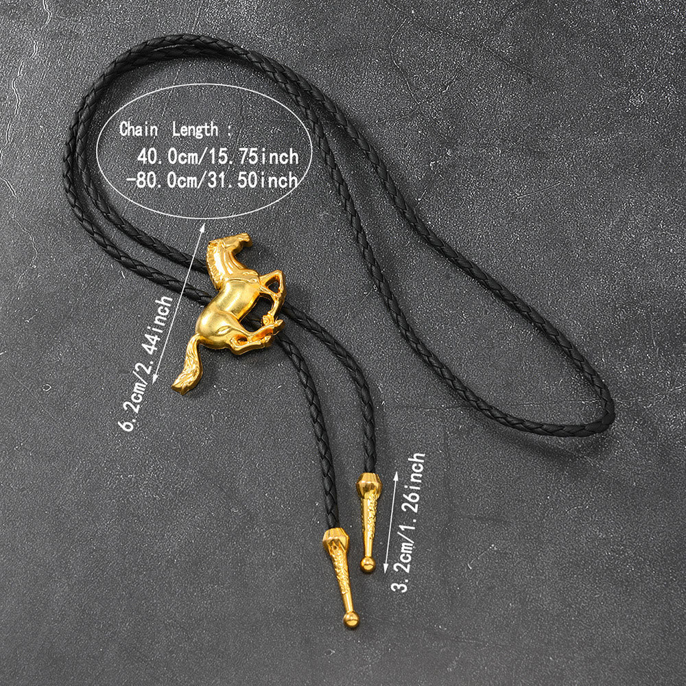 Galloping Horse Emblem Vintage Metal Bolo Tie - image 4
