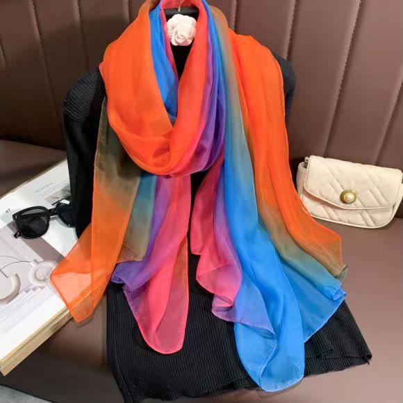 Women's Gradient Color Lightweight Flowy All-Season Scarf - Style #3 - image 4