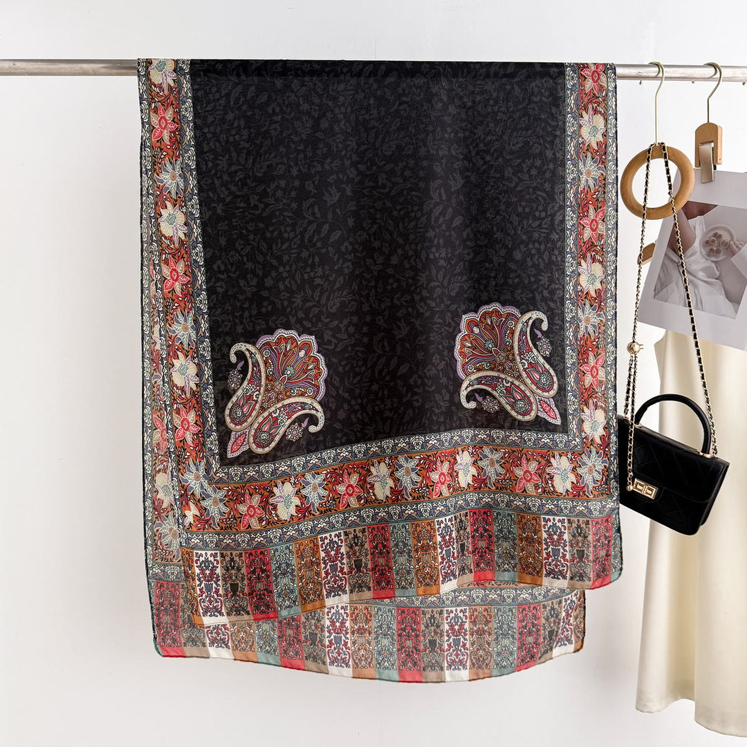 Women's Retro Patterned Lightweight Flowy Scarf - image 3