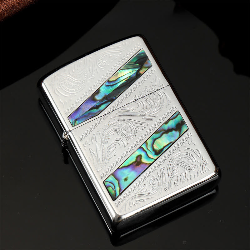 Silver Metal Colored Shell Compass Carved Kerosene Lighter - Style #6 - image 9