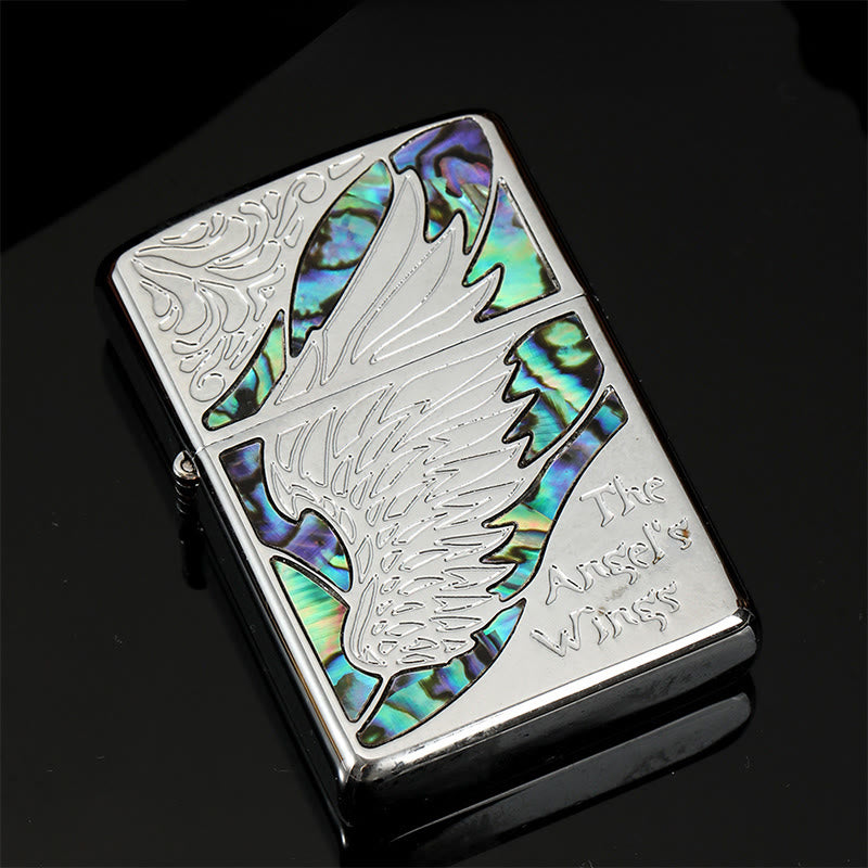 Silver Metal Colored Shell Compass Carved Kerosene Lighter - Style #4 - image 7
