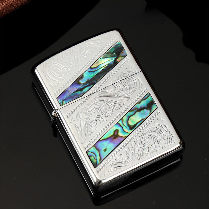 Silver Metal Colored Shell Compass Carved Kerosene Lighter - Style #6 - image 9