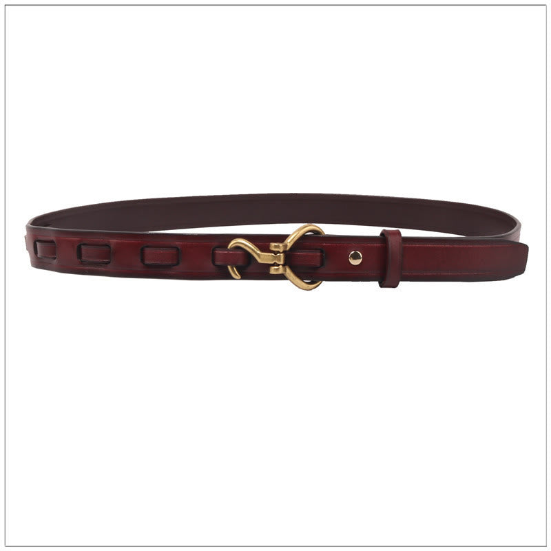 Women's Slim And Elegant Golden Pin Buckle Leahter Belt - Caramel - 36 - image 7