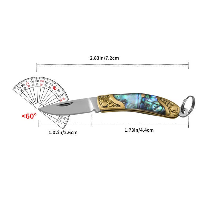 Retro Eagle Head Round Pendant Shell Texture Folding Knife Keychain - image 7