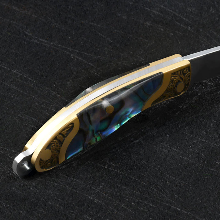 Retro Bull Head Pendant Shell Texture Folding Knife Keychain - image 6