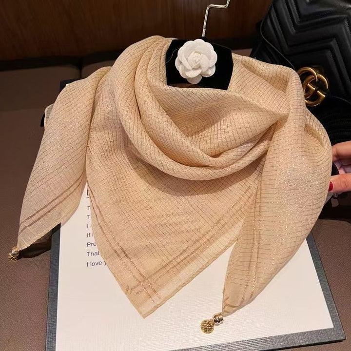 Women's Textured Embellished Lightweight Flowy Scarf - Yellow - image 5