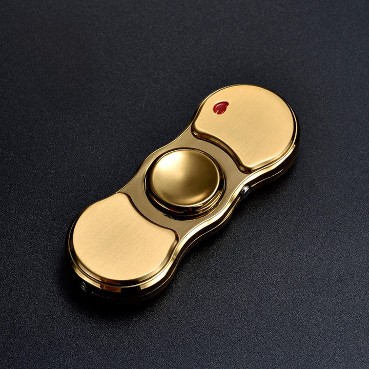 2-in-1 Fingertip Gyro LED Colorful Light Electronic Lighter - Golden - image 6