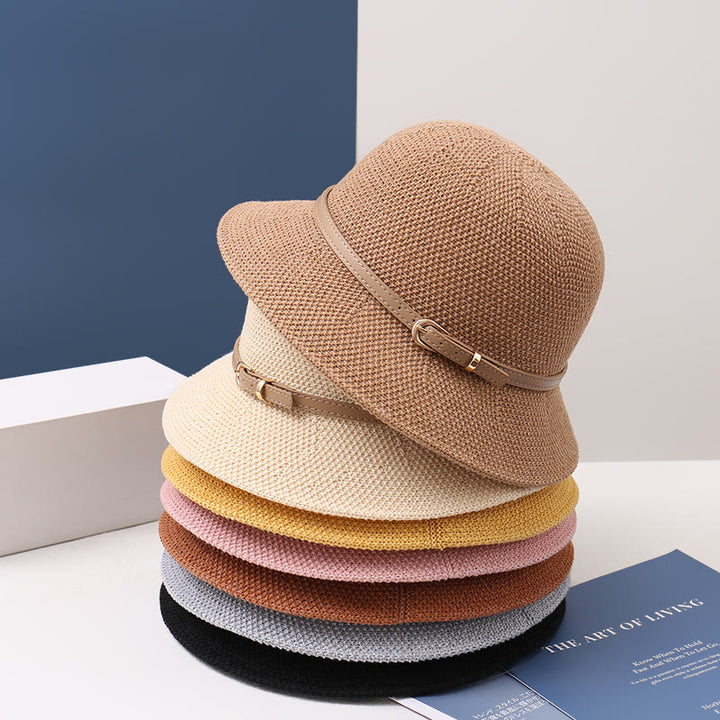 Women's Knitted Leather Strap Decor Bucket Hat - image 11