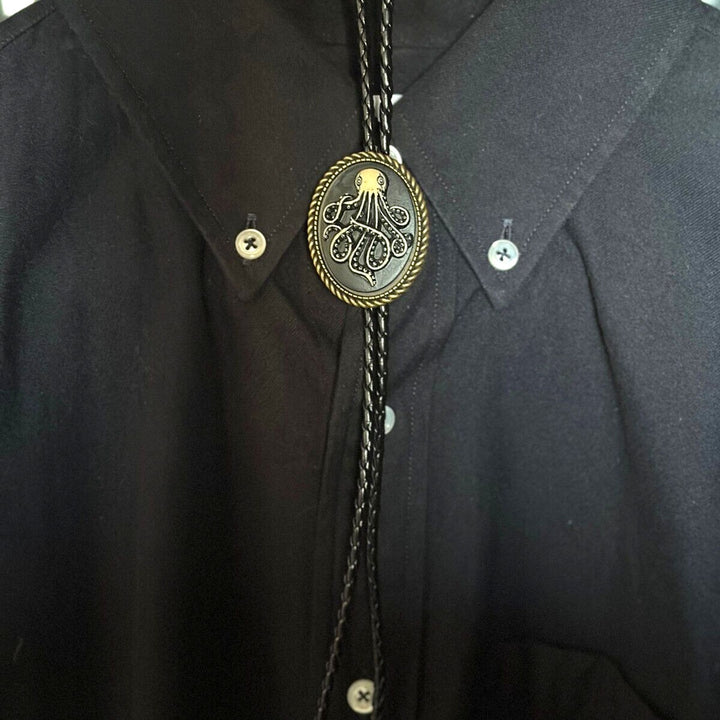 Dark Antique Octopus Pandant Bolo Tie - image 2